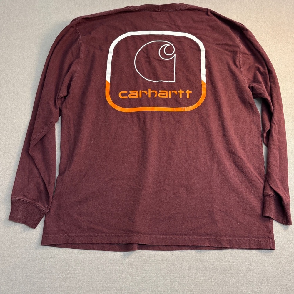 Carhartt Mens Loose Fit Long Sleeve Pocket T-Shirt Burgundy Maroon TK5584-M M